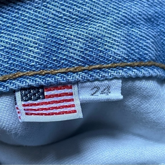 Still Here New York Wool Gingham Tate Denim Straight Mom Jeans Vintage Blue 24 - Picture 11 of 14